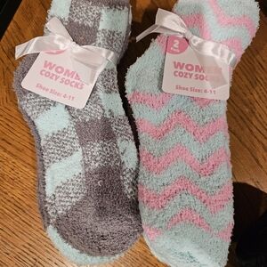 Women's Cozy Socks - Pink and Gray (2 - 2 Packs)